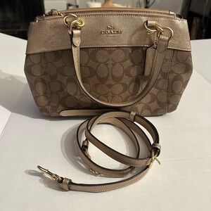 Coach Tan and Gold Signature Satchel